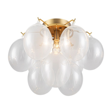 Artcraft Globo 4-Light Semi-Flush Mount - 120V - Brass / Milky White Glass