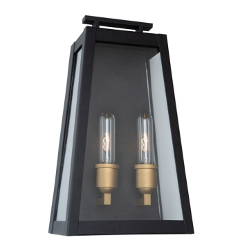 Artcraft Charleston 2-Light Outdoor Wall Light - 120V - Black / Vintage Gold