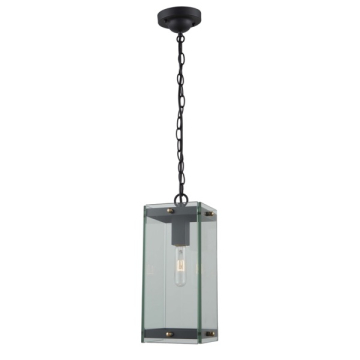 Artcraft Bradgate 1-Light Outdoor Pendant - 120V - Matte Black / Harvest Brass