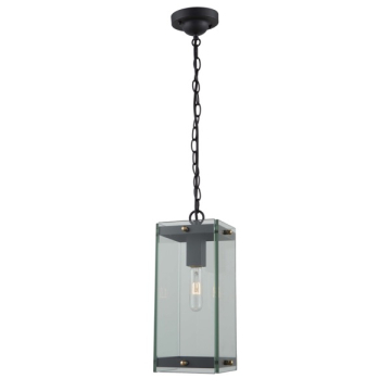 Artcraft Bradgate 1-Light Outdoor Pendant - 120V - Matte Black / Harvest Brass