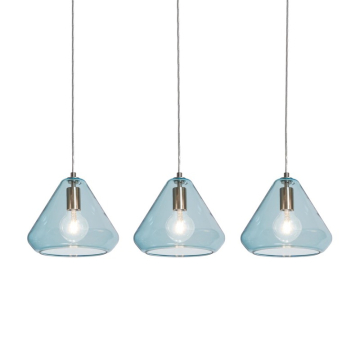 AFX Armitage 3-Light Linear Pendant - 120V - Satin Nickel / Aqua Glass