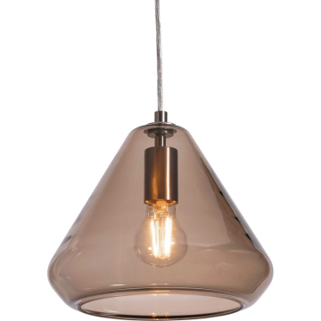 AFX Armitage 10" Pendant - 120V - Satin Nickel / Brown Glass
