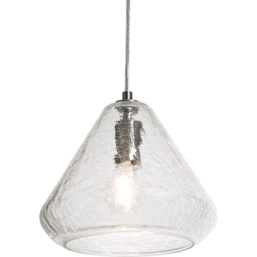 AFX Armitage 10" Pendant - 120V - Satin Nickel / Clear Crackle Glass