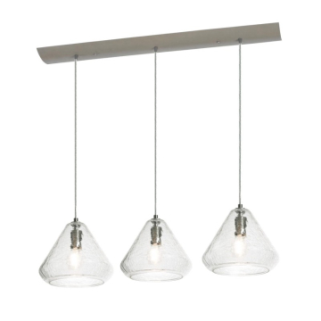 AFX Armitage 3-Light Linear Pendant - 120V - Satin Nickel / Clear Crackle Glass