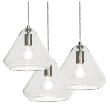 AFX Armitage 3-Light Round Pendant - 120V - Satin Nickel / Clear Glass