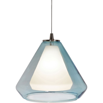 AFX Armitage 10" LED Pendant - 3000K - 120V - Satin Nickel / Aqua Glass