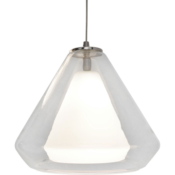 AFX Armitage 10" LED Pendant - 3000K - 120V - Satin Nickel / Clear Crackle Glass