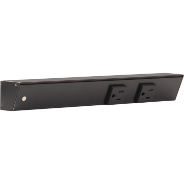 Task Lighting 12" Slim Profile Angled Power Strip - Left Wire Entry - 2 Single Black Receptacles - Black