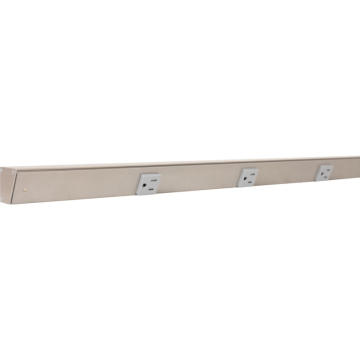 Task Lighting 72" Slim Profile Angled Power Strip - 8 Single Gray Receptacles - Satin Nickel