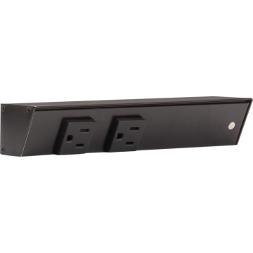 Task Lighting 9" Slim Profile Angled Power Strip - Right Wire Entry - 2 Single Black Receptacles - Black