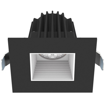 Lotus 8W 2" Square Economy Regressed LED Downlight - Black Trim / White Baffle Reflector - CCT Selectable - 670 Lumens - 120V