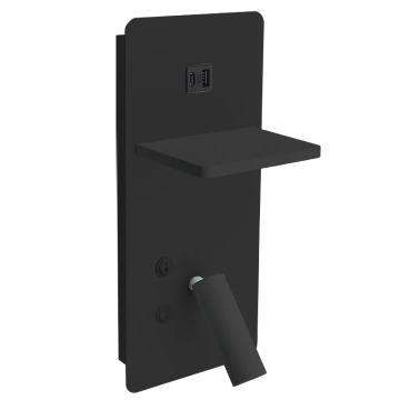 Westgate BRL LED Vertical Bedside Reading Light - Backlit - USB A / C - 10W - 3000K - 500 Lumens - 120V - Black