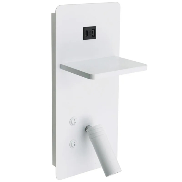 Westgate BRL LED Vertical Bedside Reading Light - Backlit - USB A / C - 10W - 3000K - 500 Lumens - 120V - White