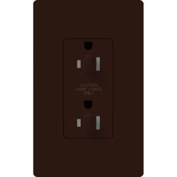 Lutron Claro 15A Tamper Resistant Receptacle - Dual Dimming - Brown