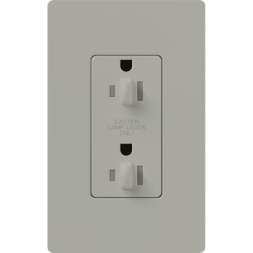 Lutron Claro 15A Tamper Resistant Receptacle - Dual Dimming - Gray