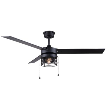 Canarm Alder 52" Ceiling Fan - Black Body - Black / Weathered Maple Blades