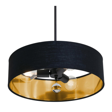 AFX Celine 18" Pendant / Semi-Flush - 120V - Black - Black / Gold Shade
