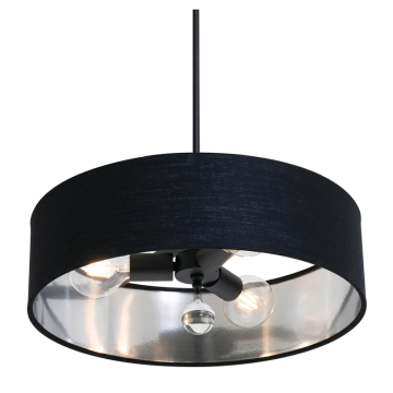 AFX Celine 18" Pendant / Semi-Flush - 120V - Black - Black / Silver Shade
