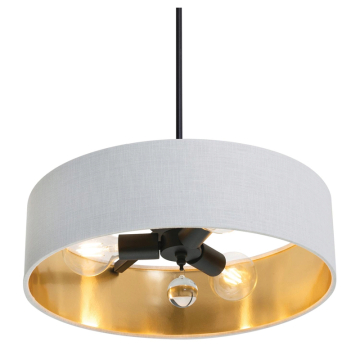 AFX Celine 18" Pendant / Semi-Flush - 120V - Black - White / Gold Shade