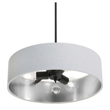 AFX Celine 18" Pendant / Semi-Flush - 120V - Black - White / Silver Shade