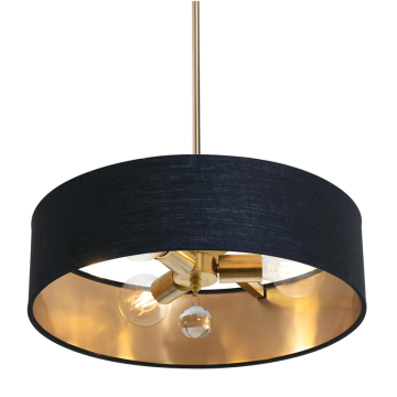 AFX Celine 18" Pendant / Semi-Flush - 120V - Satin Brass - Black / Gold Shade
