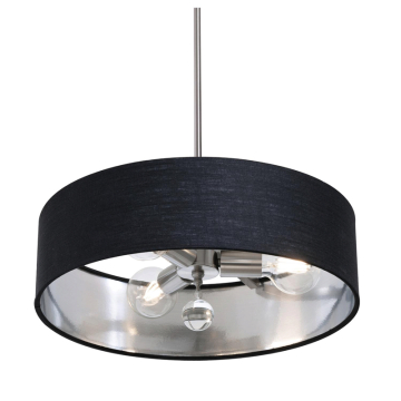 AFX Celine 18" Pendant / Semi-Flush - 120V - Satin Nickel - Black / Silver Shade
