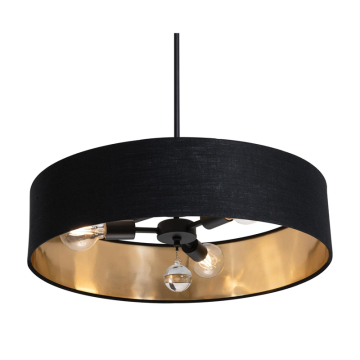 AFX Celine 24" Pendant / Semi-Flush - 120V - Black - Black / Gold Shade