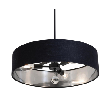 AFX Celine 24" Pendant / Semi-Flush - 120V - Black - Black / Silver Shade