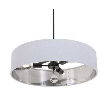 AFX Celine 24" Pendant / Semi-Flush - 120V - Black - White / Silver Shade
