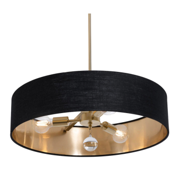AFX Celine 24" Pendant / Semi-Flush - 120V - Satin Brass - Black / Gold Shade