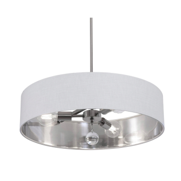 AFX Celine 24" Pendant / Semi-Flush - 120V - Satin Nickel - White / Silver Shade