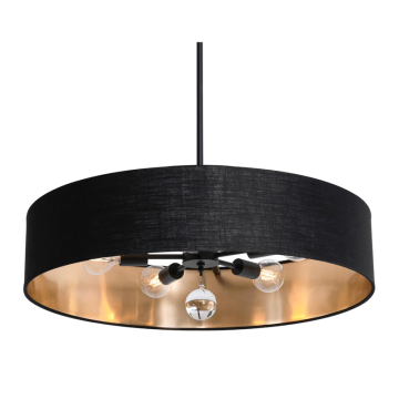 AFX Celine 30" Pendant / Semi-Flush - 120V - Black - Black / Gold Shade