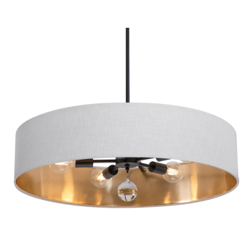 AFX Celine 30" Pendant / Semi-Flush - 120V - Black - White / Gold Shade
