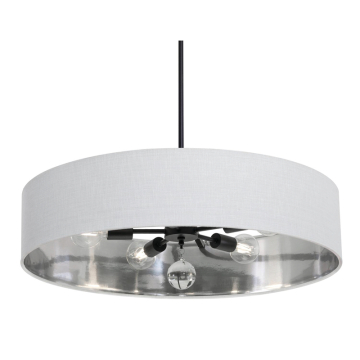 AFX Celine 30" Pendant / Semi-Flush - 120V - Black - White / Silver Shade