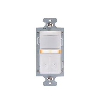 Wattstopper Wall Switch Sensor - PIR - Vacancy Only - Manual On - Dual Relay - Nightlight - 120V - White