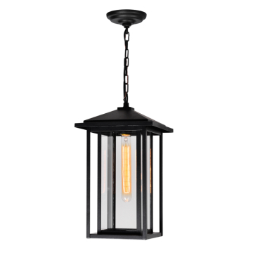 CWI Lighting Crawford 9" 1-Light Outdoor Pendant - 120V - Black