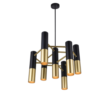 CWI Lighting Anem 7-Light Down Chandelier - 120V - Matte Black & Satin Gold