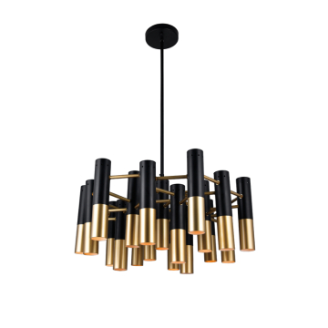 CWI Lighting Anem 19-Light Down Chandelier - 120V - Matte Black & Satin Gold