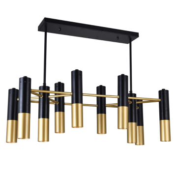 CWI Lighting Anem 10-Light Down Chandelier - 120V - Matte Black & Satin Gold