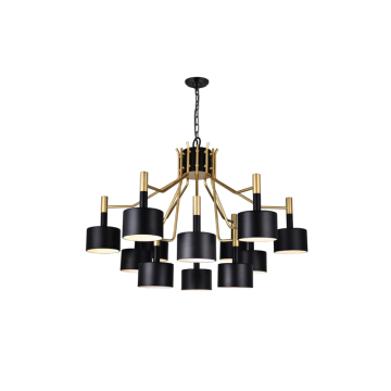 CWI Lighting Corna 12-Light Down Chandelier - 120V - Matte Black & Satin Gold