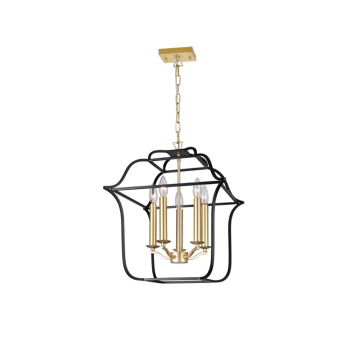 CWI Lighting Tudor 5-Light Chandelier - 120V - Satin Gold & Black