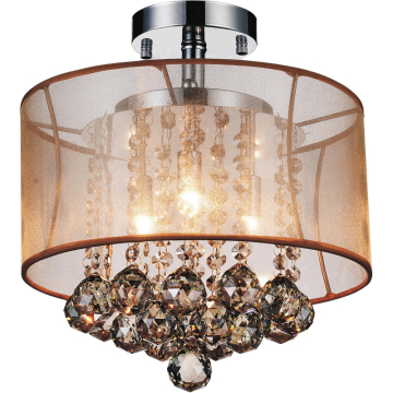 CWI Lighting Radiant 3-Light Drum Shade Flush Mount - 120V - Chrome / Transparent Gold