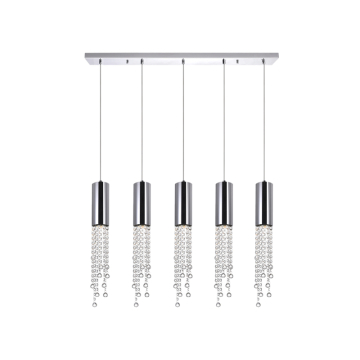 CWI Lighting Extended 5-Light Multi-Light Pendant - 120V - Chrome