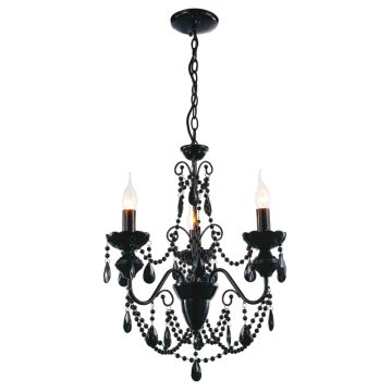 CWI Lighting Keen 16" 3-Light Chandelier - 120V - Black