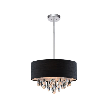 CWI Lighting Dash 3-Light Drum Shade Chandelier - 120V - Chrome / Black