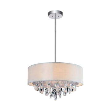 CWI Lighting Dash 3-Light Drum Shade Chandelier - 120V - Chrome / Off White