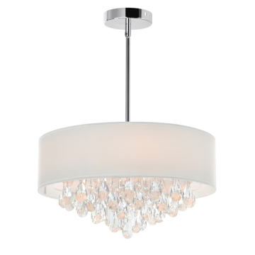 CWI Lighting Dash 4-Light Drum Shade Chandelier - 120V - Chrome / Off White