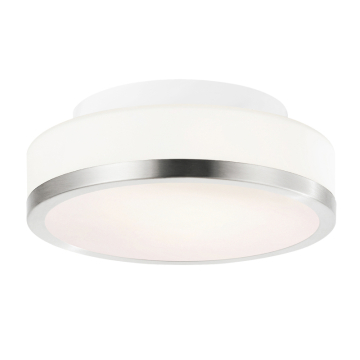 CWI Lighting Frosted 1-Light Drum Shade Flush Mount - 120V - Satin Nickel