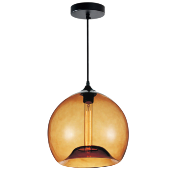 CWI Lighting Glass 1-Light Down Mini Pendant - 120V - Black / Amber