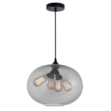 CWI Lighting Glass 4-Light Down Pendant - 120V - Black / Smoke